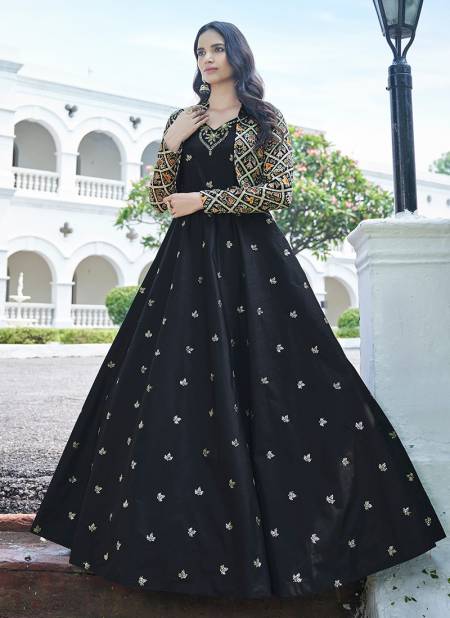 Black Colour Flory Vol 21 Shubhkala New Latest Designer Ethnic Wear Cotton Anarkali Gown With Koti Collection 4753